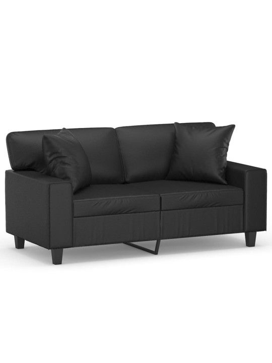 Divvietīgs dīvāns ar spilveniem, melni, 120 cm, mākslīgā āda