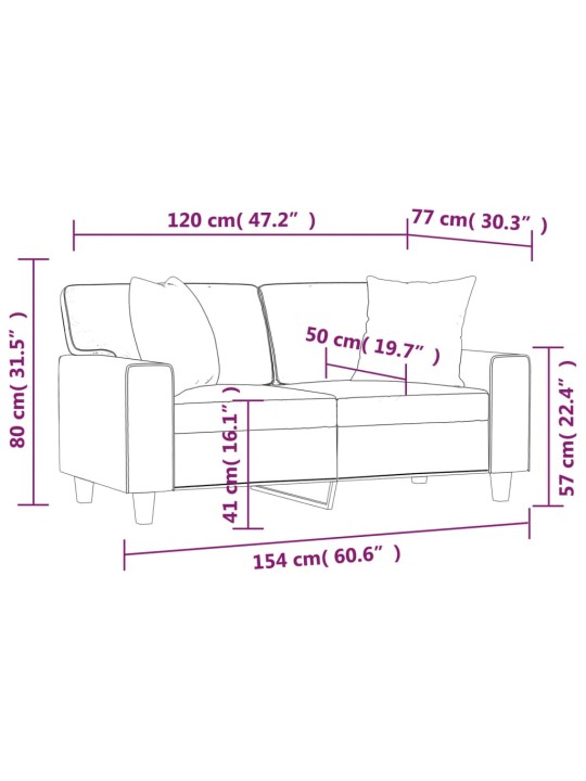 Divvietīgs dīvāns ar spilveniem, melni, 120 cm, mākslīgā āda