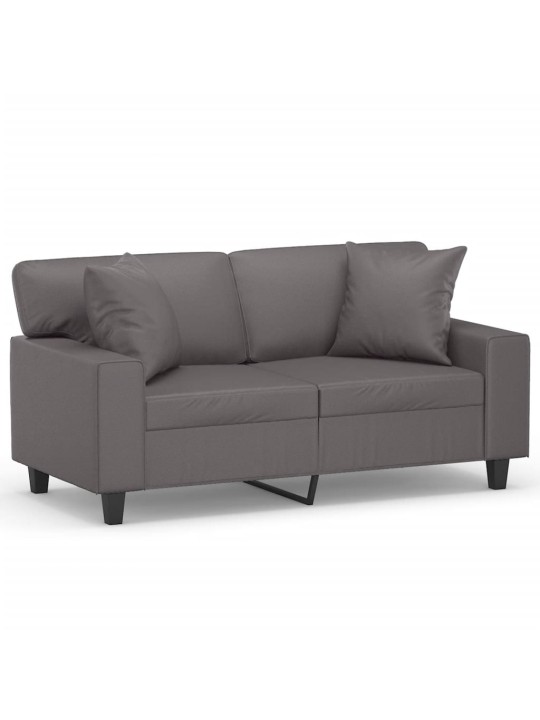 Divvietīgs dīvāns ar spilveniem, pelēks, 120 cm, mākslīgā āda