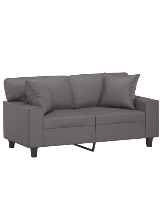 Divvietīgs dīvāns ar spilveniem, pelēks, 120 cm, mākslīgā āda