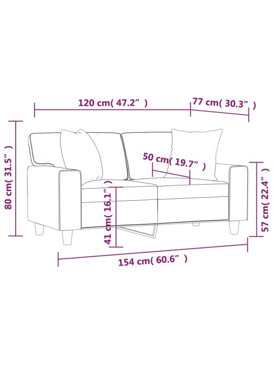 Divvietīgs dīvāns ar spilveniem, pelēks, 120 cm, mākslīgā āda