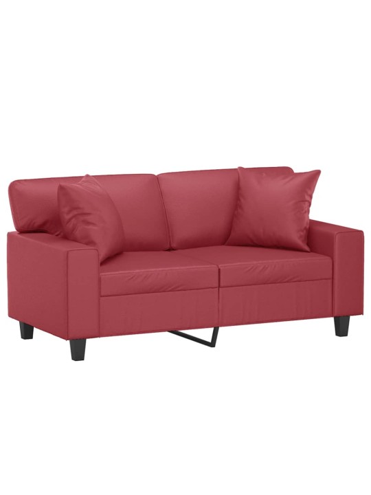 Divvietīgs dīvāns, spilveni, vīnsarkans, 120 cm, mākslīgā āda
