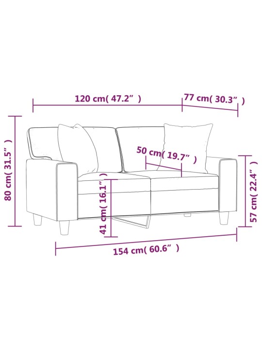 Divvietīgs dīvāns, spilveni, vīnsarkans, 120 cm, mākslīgā āda
