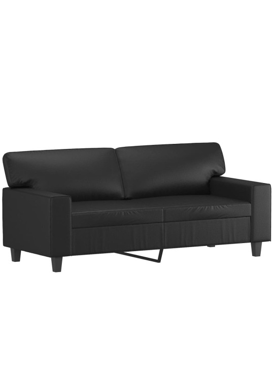 Divvietīgs dīvāns ar spilveniem, melns, 140 cm, mākslīgā āda