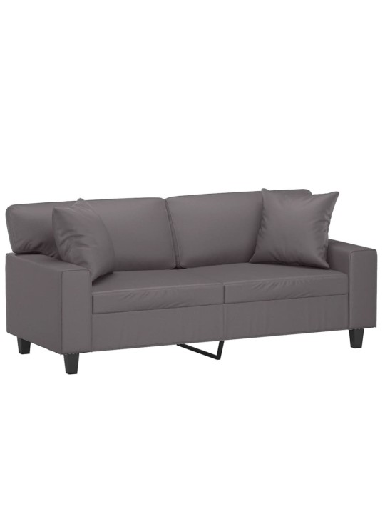 Divvietīgs dīvāns ar spilveniem, pelēks, 140 cm, mākslīgā āda