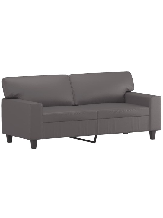 Divvietīgs dīvāns ar spilveniem, pelēks, 140 cm, mākslīgā āda