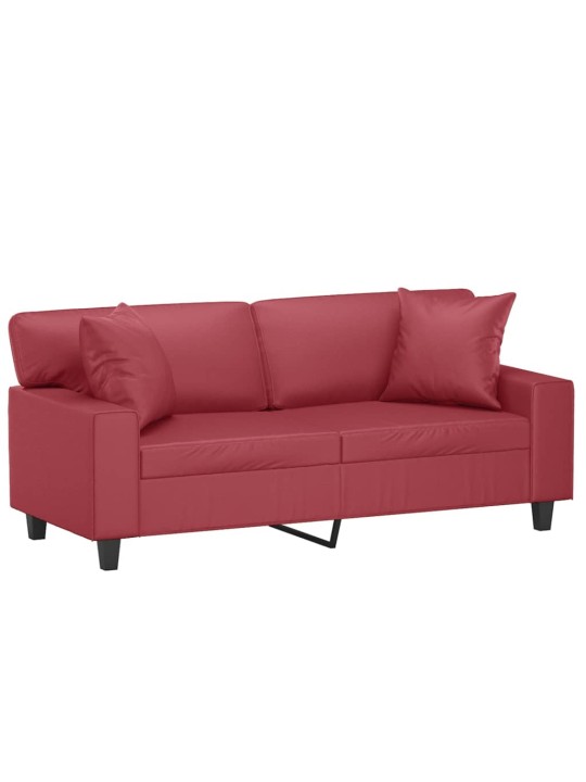 Divvietīgs dīvāns, spilveni, vīnsarkans, 140 cm, mākslīgā āda