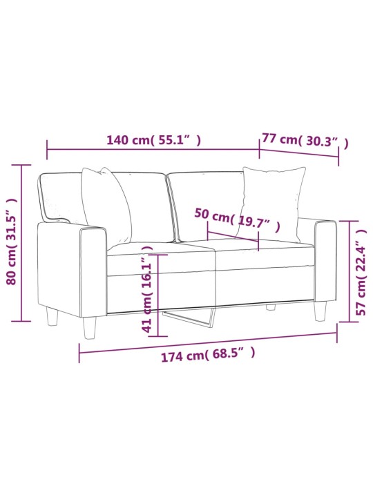 Divvietīgs dīvāns, spilveni, vīnsarkans, 140 cm, mākslīgā āda