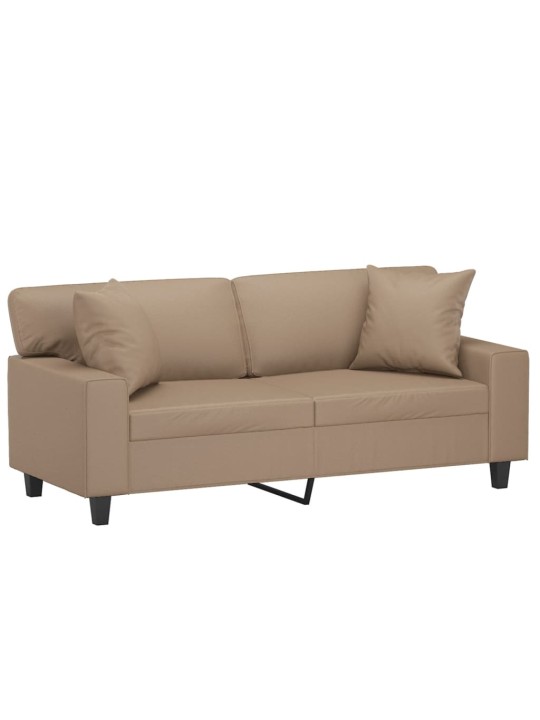 Divvietīgs dīvāns ar spilveniem, kapučīno, 140 cm, mākslīgā āda