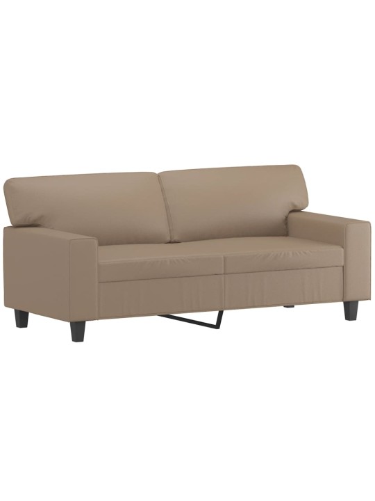 Divvietīgs dīvāns ar spilveniem, kapučīno, 140 cm, mākslīgā āda