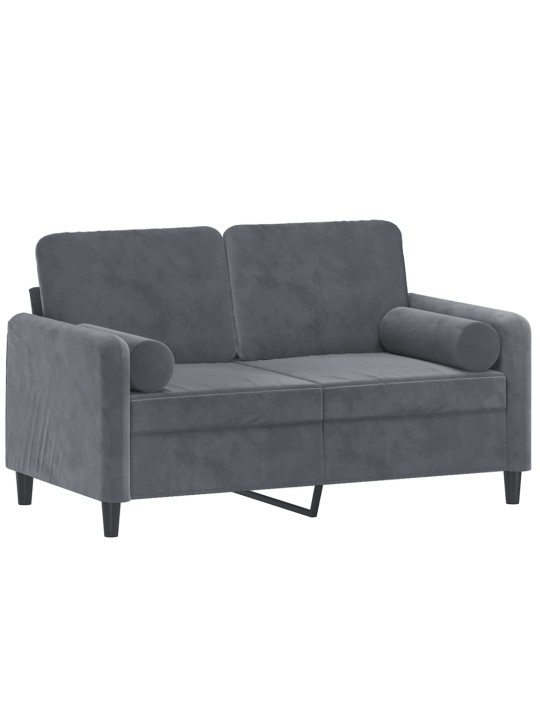 Divvietīgs dīvāns ar spilveniem, tumši pelēks, 120 cm, samts