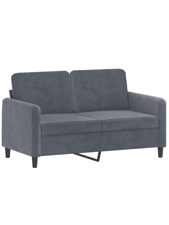Divvietīgs dīvāns ar spilveniem, tumši pelēks, 120 cm, samts