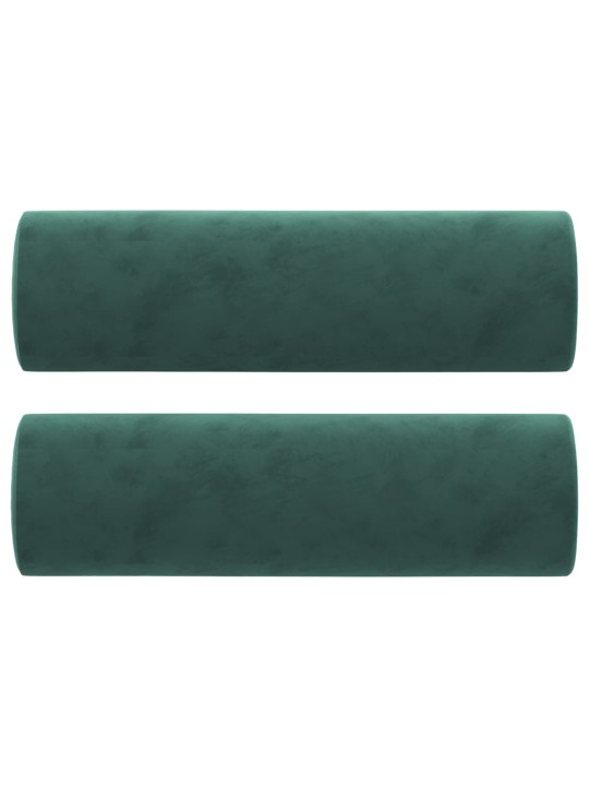 Divvietīgs dīvāns ar spilveniem, tumši zaļš, 120 cm, samts