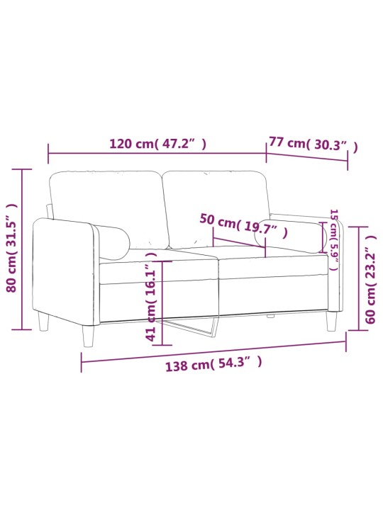 Divvietīgs dīvāns ar spilveniem, tumši zaļš, 120 cm, samts