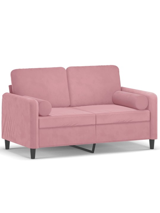 Divvietīgs dīvāns ar spilveniem, rozā, 120 cm, samts