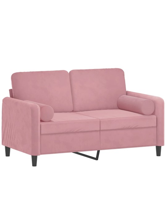 Divvietīgs dīvāns ar spilveniem, rozā, 120 cm, samts