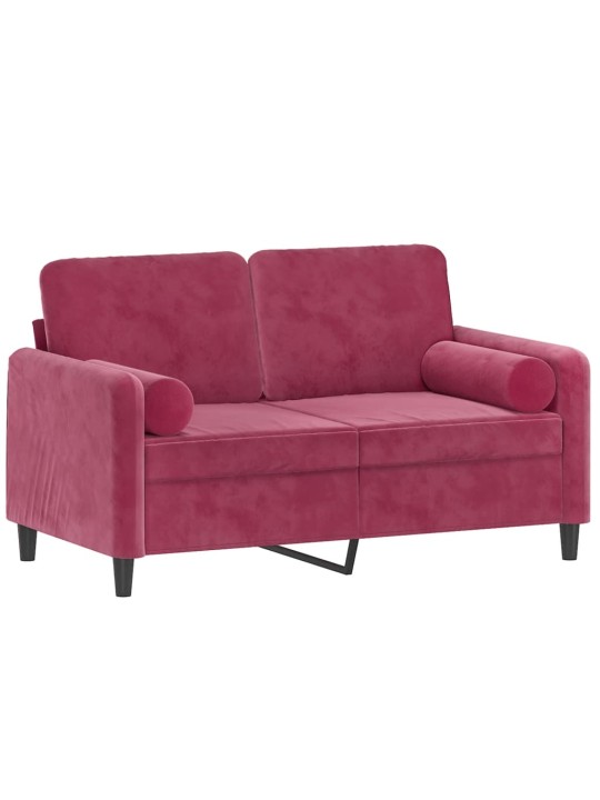 Divvietīgs dīvāns ar spilveniem, vīnsarkans, 120 cm, samts