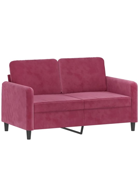 Divvietīgs dīvāns ar spilveniem, vīnsarkans, 120 cm, samts