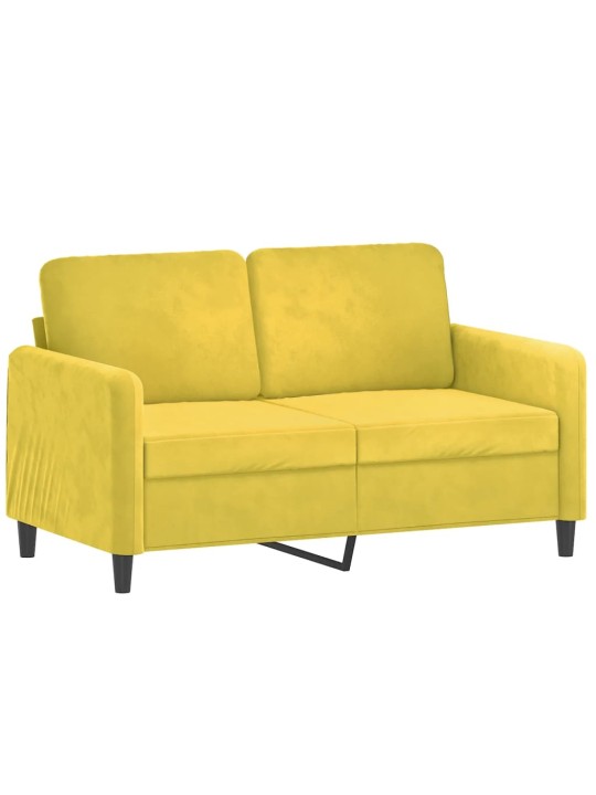 Divvietīgs dīvāns ar spilveniem, dzeltens, 120 cm, samts