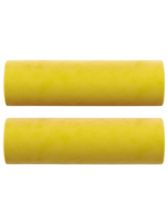 Divvietīgs dīvāns ar spilveniem, dzeltens, 120 cm, samts
