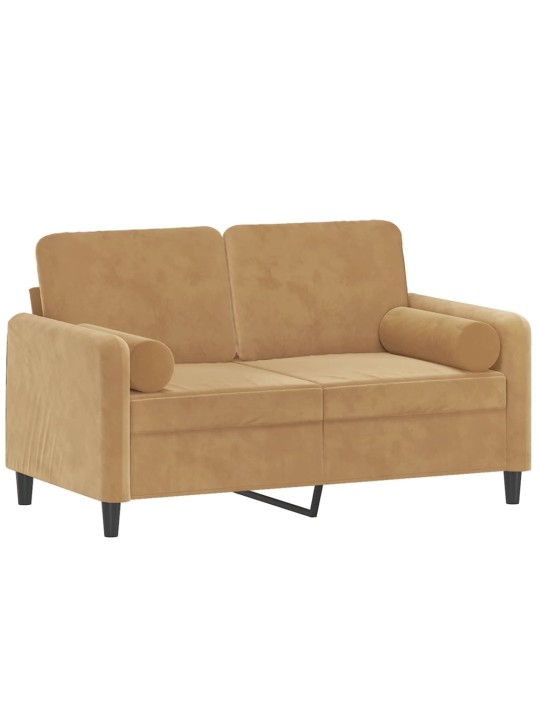 Divvietīgs dīvāns ar spilveniem, brūns, 120 cm, samts
