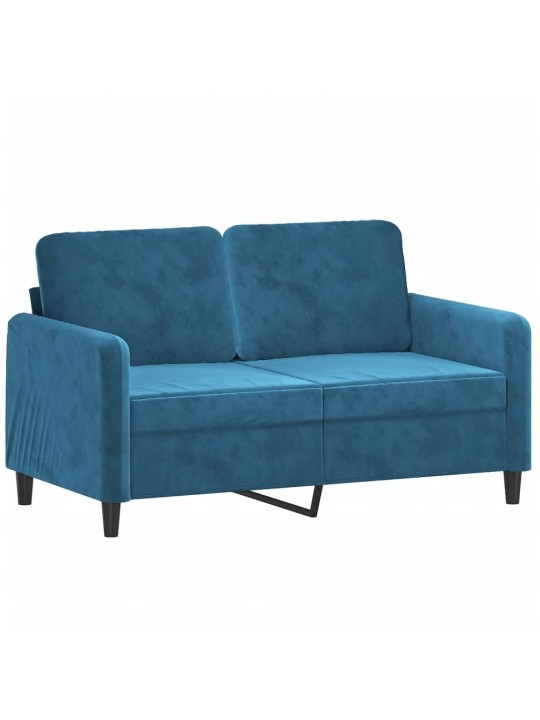 Divvietīgs dīvāns ar spilveniem, zils, 120 cm, samts