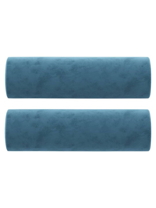 Divvietīgs dīvāns ar spilveniem, zils, 120 cm, samts