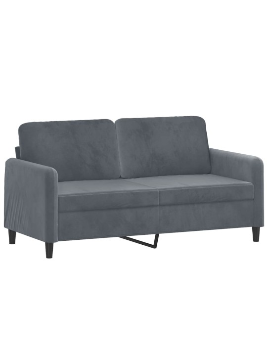 Divvietīgs dīvāns ar spilveniem, tumši pelēks, 140 cm, samts