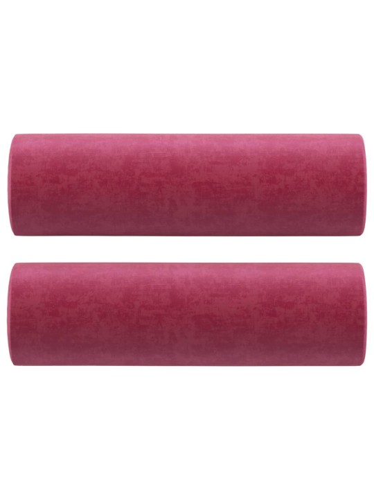Divvietīgs dīvāns ar spilveniem, vīnsarkans, 140 cm, samts