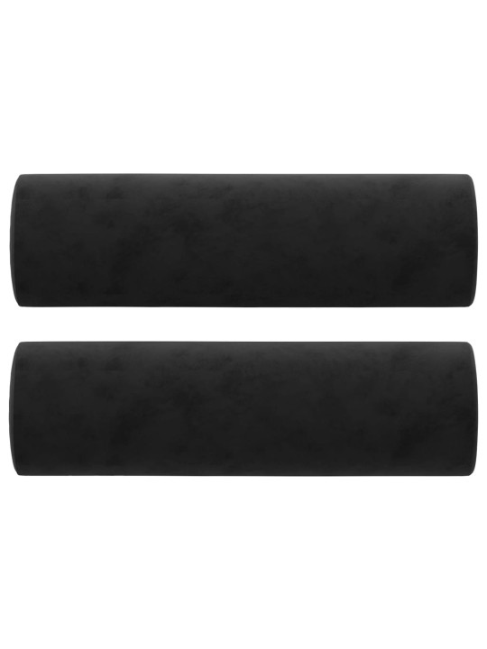 Divvietīgs dīvāns ar spilveniem, melns, 140 cm, samts