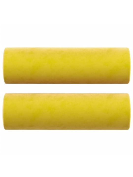 Divvietīgs dīvāns ar spilveniem, dzeltens, 140 cm, samts