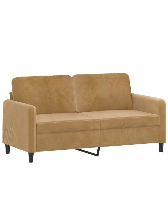 Divvietīgs dīvāns ar spilveniem, brūns, 140 cm, samts