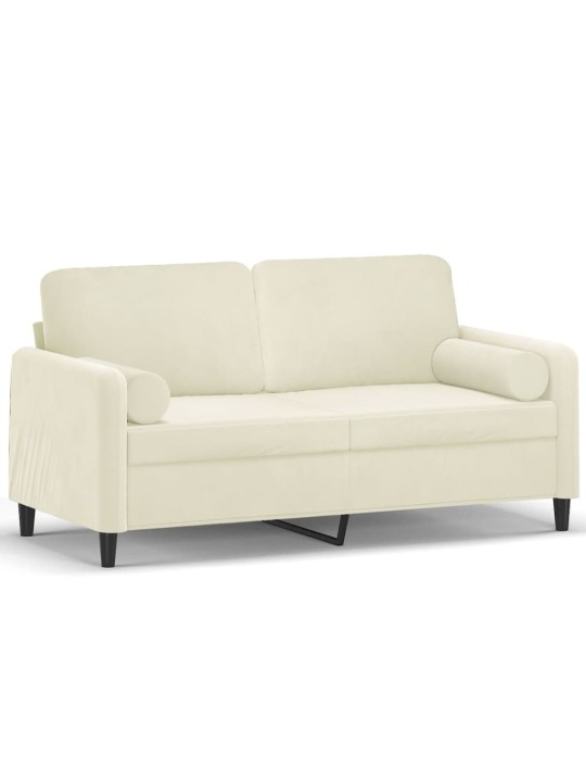 Divvietīgs dīvāns ar spilveniem, krēmkrāsas, 140 cm, samts