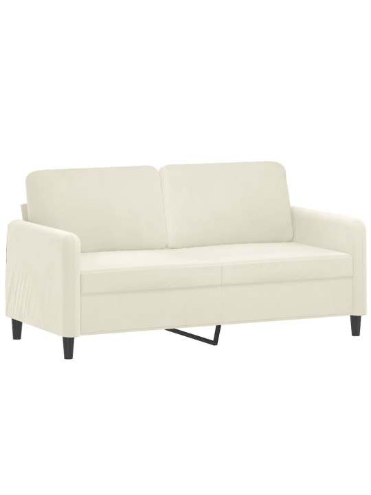Divvietīgs dīvāns ar spilveniem, krēmkrāsas, 140 cm, samts