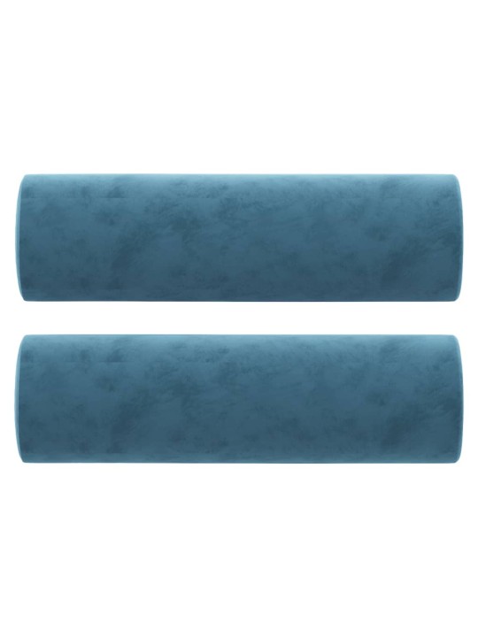 Divvietīgs dīvāns ar spilveniem, zils, 140 cm, samts