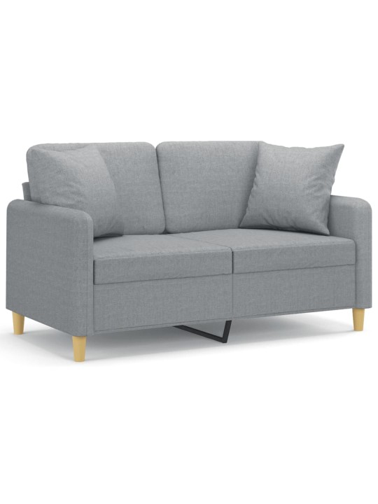 Divvietīgs dīvāns ar spilveniem, gaiši pelēks, 120 cm, audums