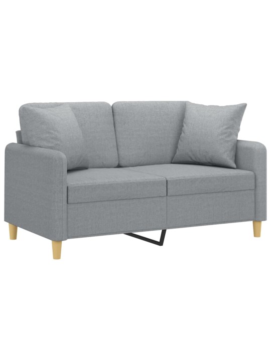 Divvietīgs dīvāns ar spilveniem, gaiši pelēks, 120 cm, audums
