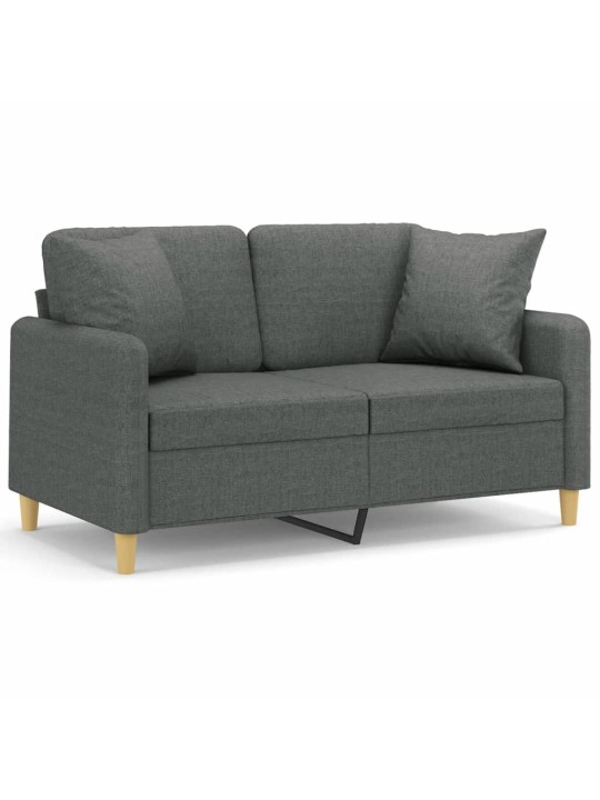 Divvietīgs dīvāns ar spilveniem, tumši pelēks, 120 cm, audums