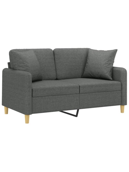 Divvietīgs dīvāns ar spilveniem, tumši pelēks, 120 cm, audums