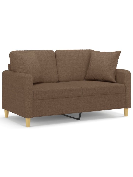 Divvietīgs dīvāns ar spilveniem, brūns, 120 cm, audums