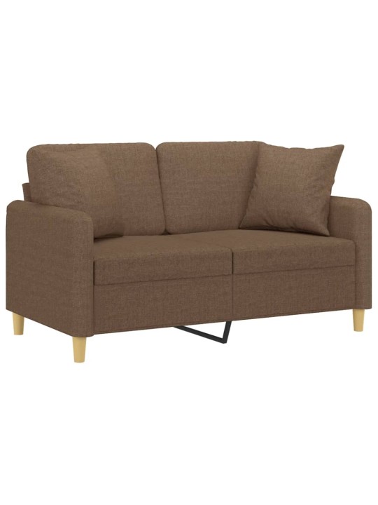 Divvietīgs dīvāns ar spilveniem, brūns, 120 cm, audums