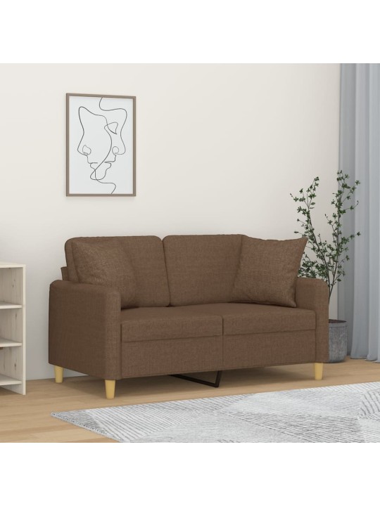 Divvietīgs dīvāns ar spilveniem, brūns, 120 cm, audums