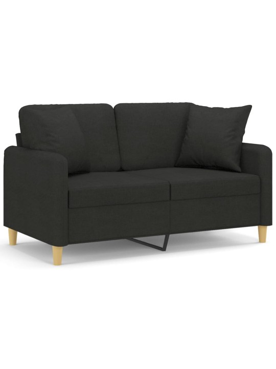 Divvietīgs dīvāns ar spilveniem, melns, 120 cm, audums
