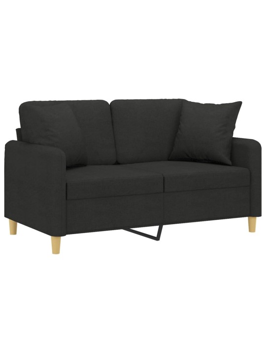 Divvietīgs dīvāns ar spilveniem, melns, 120 cm, audums