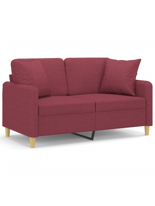 Divvietīgs dīvāns ar spilveniem, vīnsarkans, 120 cm, audums