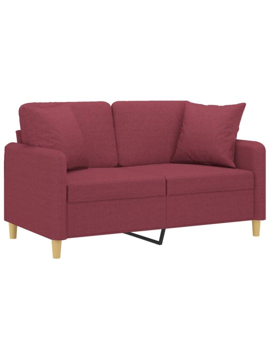 Divvietīgs dīvāns ar spilveniem, vīnsarkans, 120 cm, audums