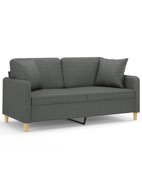 Divvietīgs dīvāns ar spilveniem, tumši pelēks, 140 cm, audums