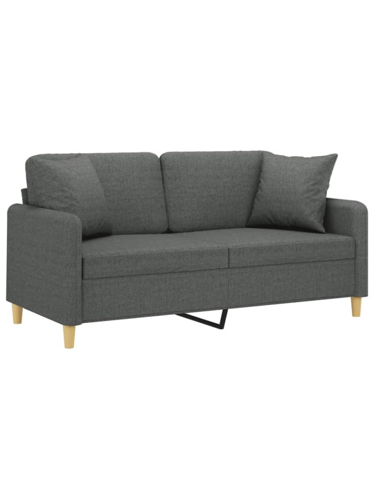 Divvietīgs dīvāns ar spilveniem, tumši pelēks, 140 cm, audums