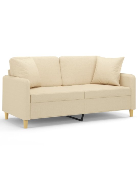 Divvietīgs dīvāns ar spilveniem, krēmkrāsas, 140 cm, audums