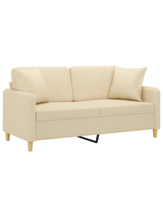 Divvietīgs dīvāns ar spilveniem, krēmkrāsas, 140 cm, audums